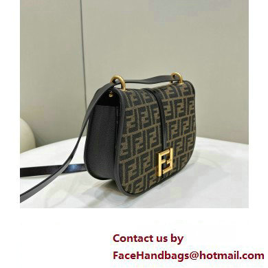 Fendi C Com Medium bag in Brown FF jacquard fabric and leather 2023